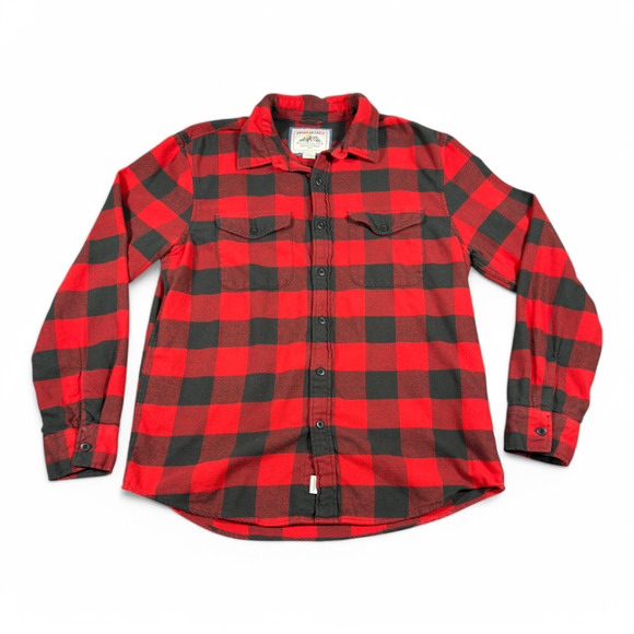 American Eagle Shirt Adult MEDIUM Red Black Buffalo Plaid Flannel Lumberjack - Picture 1 of 11